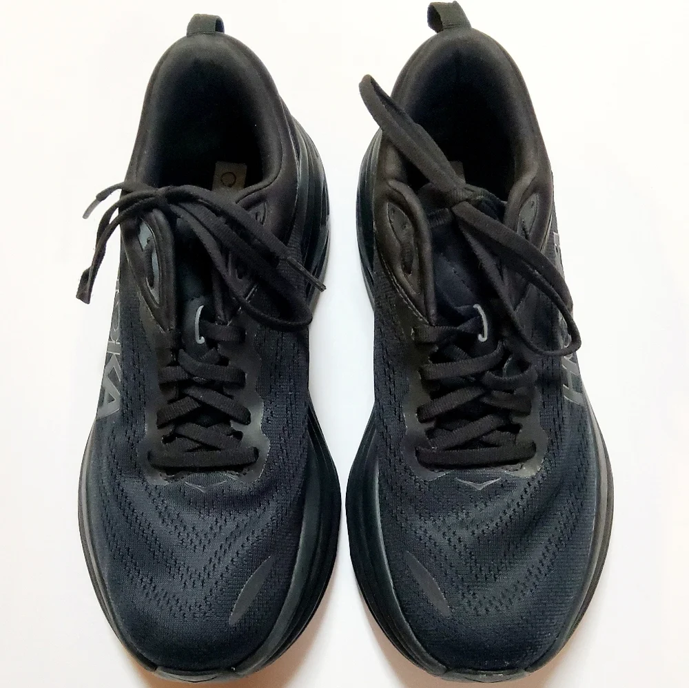 Hoka One One W Bondi 8 9.5B Black Running Shoes 1127952 BBLC - Picture 3 of 8